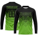 Maglia da calcio personalizzata verde neon nera con stampa a sublimazione Maglia da calcio personalizzata verde neon nera con stampa a sublimazione