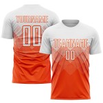 Maglia da calcio personalizzata arancione bianca con stampa a sublimazione Maglia da calcio personalizzata arancione bianca con stampa a sublimazione