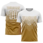 Maglia da calcio personalizzata con stampa a sublimazione bianca oro antico Maglia da calcio personalizzata con stampa a sublimazione bianca oro antico