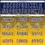Maglia da calcio personalizzata con stampa sublimatica blu navy e bianca in oro Maglia da calcio personalizzata con stampa sublimatica blu navy e bianca in oro