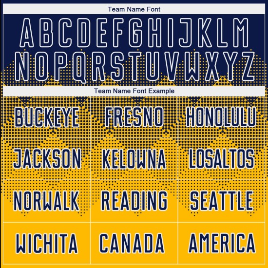 Maglia da calcio personalizzata con stampa sublimatica blu navy e bianca in oro Maglia da calcio personalizzata con stampa sublimatica blu navy e bianca in oro