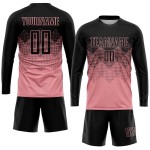 Maglia da calcio personalizzata con stampa sublimatica rosa medio nera Maglia da calcio personalizzata con stampa sublimatica rosa medio nera
