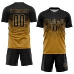 Maglia da calcio personalizzata con stampa sublimatica nera in oro antico Maglia da calcio personalizzata con stampa sublimatica nera in oro antico