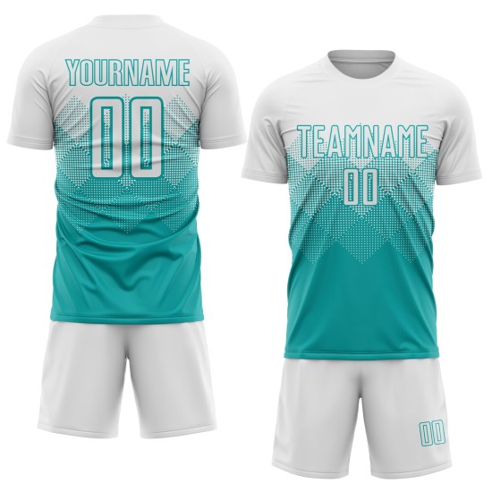 Maglia da calcio personalizzata con stampa a sublimazione Aqua White Maglia da calcio personalizzata con stampa a sublimazione Aqua White