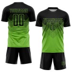 Maglia da calcio personalizzata verde neon nera con stampa a sublimazione Maglia da calcio personalizzata verde neon nera con stampa a sublimazione