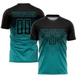 Maglia da calcio personalizzata con stampa sublimatica nera e verde acqua Maglia da calcio personalizzata con stampa sublimatica nera e verde acqua