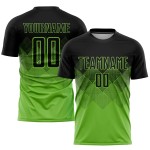 Maglia da calcio personalizzata verde neon nera con stampa a sublimazione Maglia da calcio personalizzata verde neon nera con stampa a sublimazione