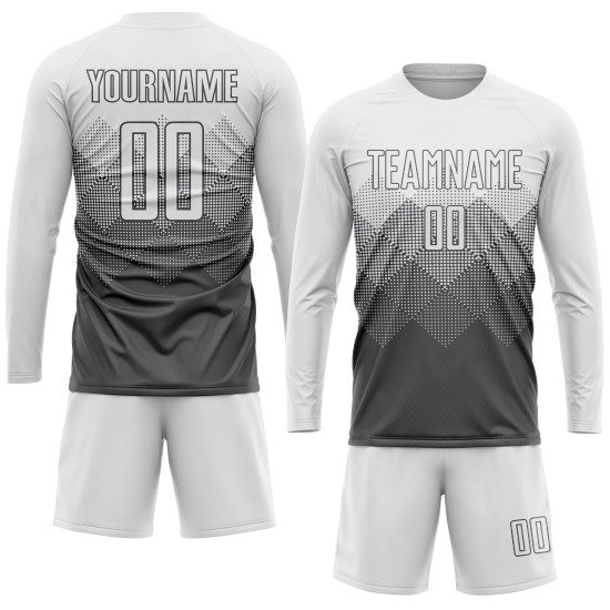 Maglia da calcio personalizzata in acciaio grigio bianco con stampa a sublimazione Maglia da calcio personalizzata in acciaio grigio bianco con stampa a sublimazione
