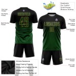 Maglia da calcio personalizzata con stampa sublimatica nera verde-oro antico Maglia da calcio personalizzata con stampa sublimatica nera verde-oro antico
