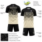 Maglia da calcio personalizzata in sublimazione nera e crema Maglia da calcio personalizzata in sublimazione nera e crema