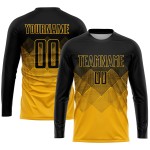 Maglia da calcio personalizzata in oro e nero con stampa a sublimazione Maglia da calcio personalizzata in oro e nero con stampa a sublimazione