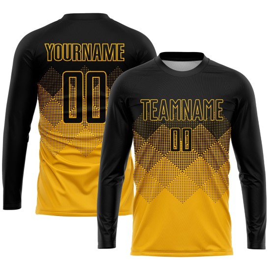 Maglia da calcio personalizzata in oro e nero con stampa a sublimazione Maglia da calcio personalizzata in oro e nero con stampa a sublimazione