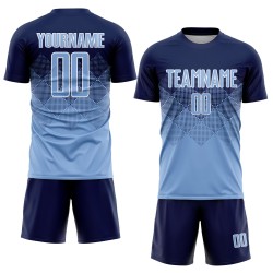 Maglia da calcio personalizzata con stampa a sublimazione blu navy e bianco Maglia da calcio personalizzata con stampa a sublimazione blu navy e bianco