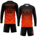 Maglia da calcio personalizzata arancione nera con stampa a sublimazione Maglia da calcio personalizzata arancione nera con stampa a sublimazione