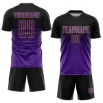 Maglia da calcio personalizzata con stampa sublimatica nera viola-oro antico Maglia da calcio personalizzata con stampa sublimatica nera viola-oro antico