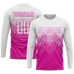 Maglia da calcio personalizzata rosa scuro bianca con stampa a sublimazione Maglia da calcio personalizzata rosa scuro bianca con stampa a sublimazione
