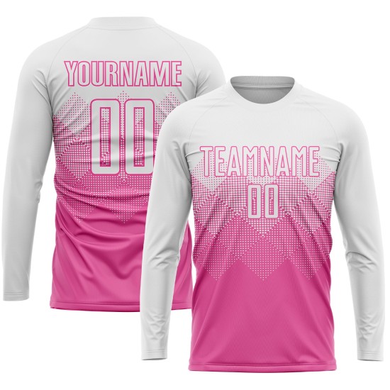Maglia da calcio personalizzata rosa bianca con stampa sublimatica Maglia da calcio personalizzata rosa bianca con stampa sublimatica