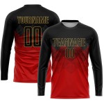 Maglia da calcio personalizzata con stampa a sublimazione rosso nero-oro antico Maglia da calcio personalizzata con stampa a sublimazione rosso nero-oro antico