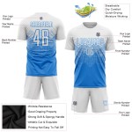 Maglia da calcio personalizzata con stampa a sublimazione blu polvere bianca Maglia da calcio personalizzata con stampa a sublimazione blu polvere bianca