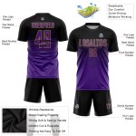 Maglia da calcio personalizzata con stampa sublimatica nera viola-oro antico Maglia da calcio personalizzata con stampa sublimatica nera viola-oro antico