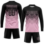 Maglia da calcio personalizzata rosa chiaro e nera con stampa a sublimazione Maglia da calcio personalizzata rosa chiaro e nera con stampa a sublimazione