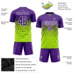 Maglia da calcio personalizzata con stampa sublimatica verde neon viola-bianco Maglia da calcio personalizzata con stampa sublimatica verde neon viola-bianco