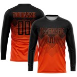 Maglia da calcio personalizzata arancione nera con stampa a sublimazione Maglia da calcio personalizzata arancione nera con stampa a sublimazione