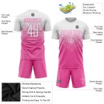 Maglia da calcio personalizzata rosa bianca con stampa sublimatica Maglia da calcio personalizzata rosa bianca con stampa sublimatica