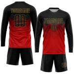 Maglia da calcio personalizzata con stampa a sublimazione rosso nero-oro antico Maglia da calcio personalizzata con stampa a sublimazione rosso nero-oro antico