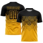 Maglia da calcio personalizzata in oro e nero con stampa a sublimazione Maglia da calcio personalizzata in oro e nero con stampa a sublimazione