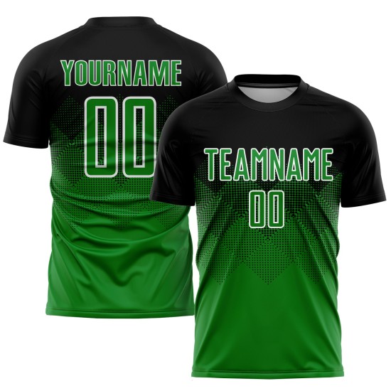 Maglia da calcio personalizzata con stampa a sublimazione verde erba nera-bianca Maglia da calcio personalizzata con stampa a sublimazione verde erba nera-bianca